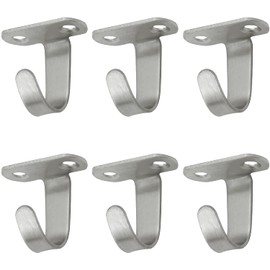 6Pcs Stainless Steel Screws Mount Ceiling Hooks,Robe/Towel Clothes Hook Hanger, Under-Shelf Coat Hook, Under-Shelf Coat Hook, for Bathroom Kitchen Cabinet