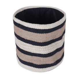 WOODLERY Circular Jute Multi Purpose Storage Basket Durable and Beautiful for Nursery Home Organizing (Black)