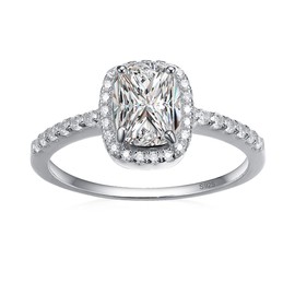 BONLAVIE Women's Solitaire Ring Cushion 2.3 ct Cubic Zirconia 925 Sterling Silver Ring, Sterling Silver, Cubic Zirconia