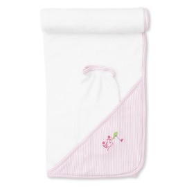 Kissy Kissy Baby-Girls Infant 18 Holes Towel with Mitt-White with Pink-One Size