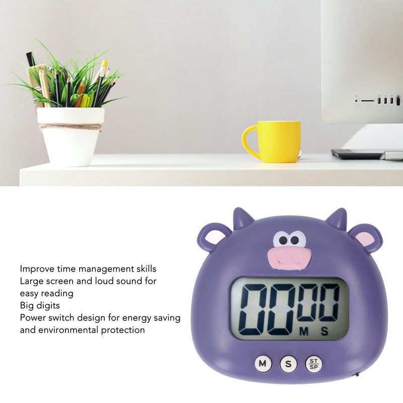 Luqeeg Cute Animal Digital Multi-Function Kitchen Timer, Purple