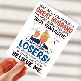 Hqulpr Trump Birthday Cards for Husband, Husband Birthday Card, Funny Birthday Card for Husband, Funny Birthday Cards for Men, Gifts for Husband, Birthday Decorations for Men, Birthday Gifts for Men