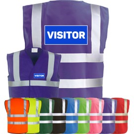 Corporate Togs VISITOR Printed Hi-Vis Safety Vest, Safety Apparel with 2 Band & Brace Reflective Strips, Fully EN471 Health & Safety Compliant | Protective Safety Wear