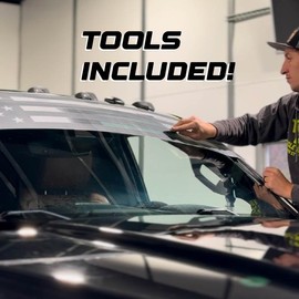 Matte Black Die-Cut Vinyl American Flag Banner Visor 12"x64" Car Sticker