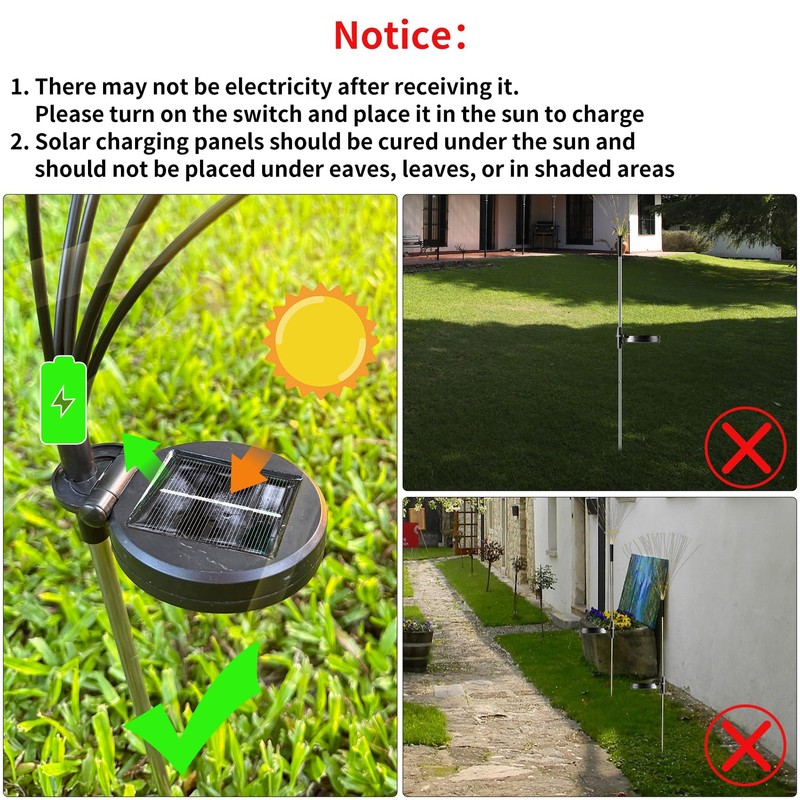JJGoo Solar Firework Lights, 2 Pack 120 LEDs 2 Lighting
