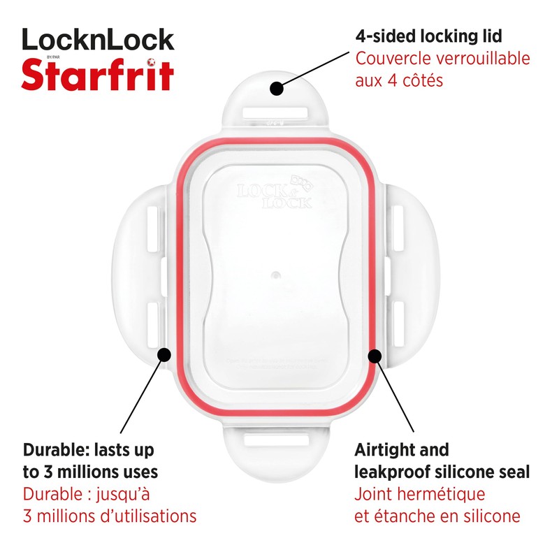 Starfrit LocknLock Easy Match Plastic Container - 29oz/850ml - Airtight,