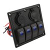 4 Gang Rocker Switch Panel LED Waterproof Dual USB Charging