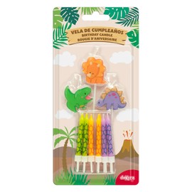 dekora 345407 Set di Candele Compleanno Originali per decorazioni per torte di Dinosauri - 15 Candeline Compleanno