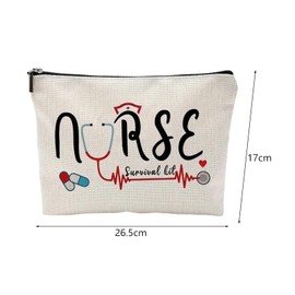 Milageto Nurse Makeup Bag, Travel Toiletry Pouch, Cosmetic Travel Pouch, Zipper Nurse Gift Women Makeup Bag Case for Toiletry Birthday, F