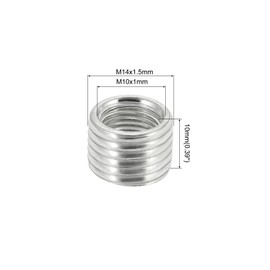 sourcing map Thread Reducing Nuts Insert M14 x 1.5mm Male to M10 x 1mm Fine Thread Female Adapters 10mm Long Pipe Connector Fitting Sleeve Reducer, Pack of 5
