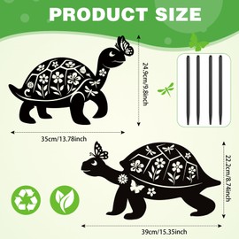 MorningRo 2 Pcs Tortoise Metal Garden Stakes Decor Black Tortoise Silhouette Statues Garden Decor for Outside Outdoor Decor, Yard, Patio, Lawn Ornaments