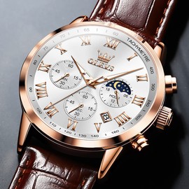 OLEVS Mens Watches Date Ultra Thin Minimalist Fashion Casual Analog Quartz Watch Slim Simple Big Face Waterproof Dress Wrist Watches with Leather Band for Men (I)