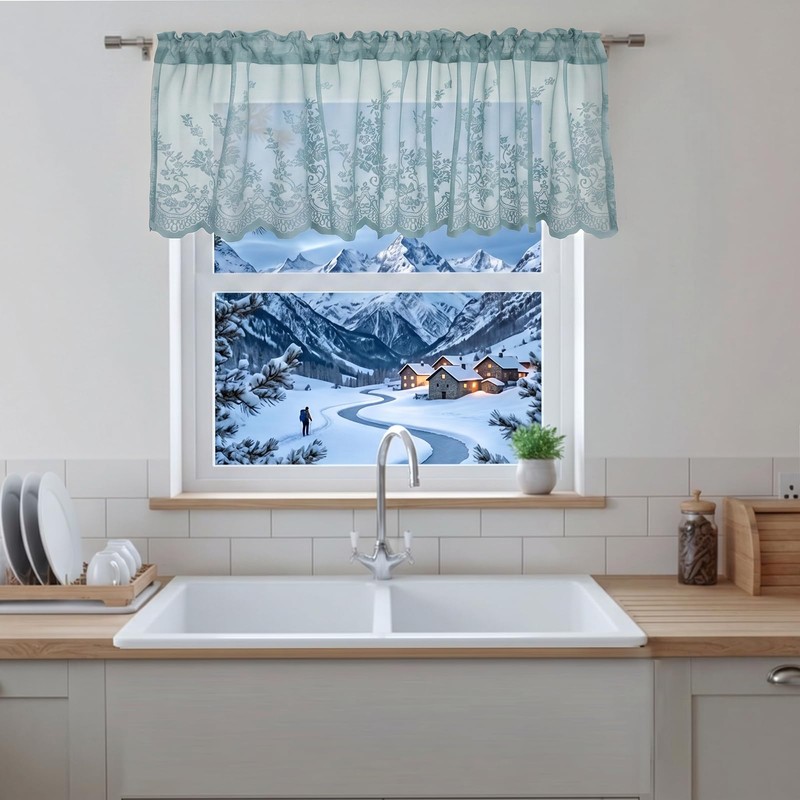 Lace Valances for Windows, Short Floral Lace Valance Curtains