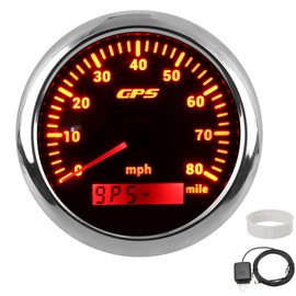 GPS Speedometer 85mm/3.35in Odograph 80MPH/H Stainless Steel Universal for Cars Engines BoatsBlack