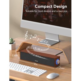 Computer Speakers Retro Desktop PC Speakers with Wood Grain, Loud Stereo Sound, 3.5mm AUX, USB Powered Gaming Speaker, Portable Mini Sound Bar Speaker for PC Monitor Laptop Tablet
