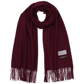 BUYER FT60La 100% Pure Cashmere Scarf, 20 Colors, For Men and Women, Solid Color, Thick, Large Size, wine, Free Size