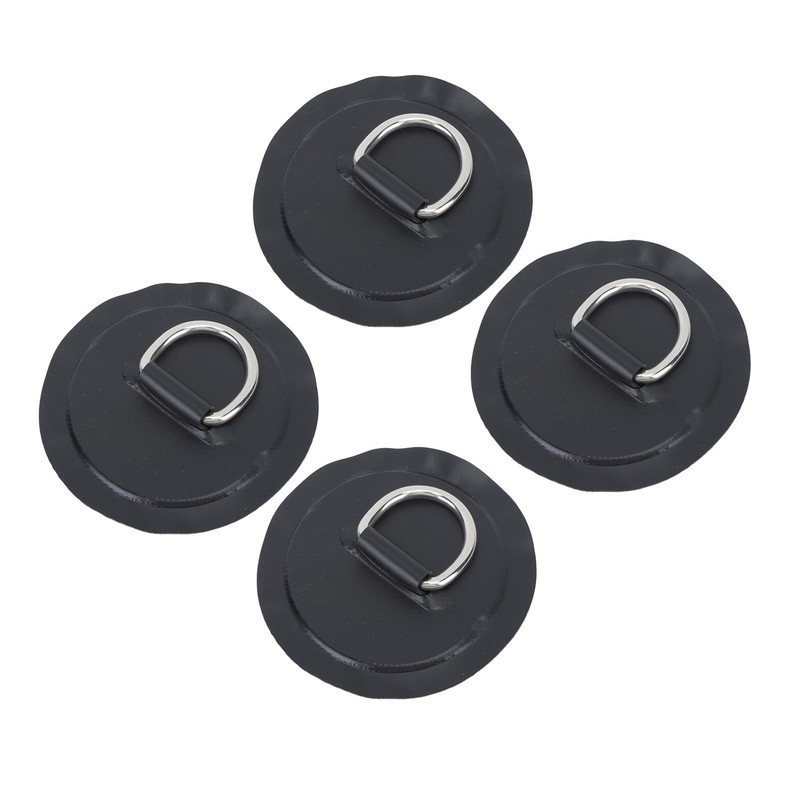 4PCS D Ring Patch PVC Round Shape Strong Stainless Steel