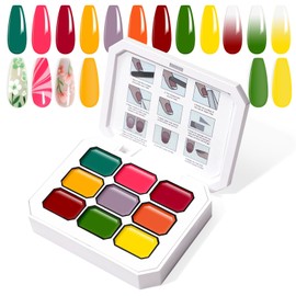 U-Shinein Gradient Painting Gel, 9 Colors Ombre Gel Nail Polish for Ombre Nails Aura Nails French Manicure Soak Off UV Long-lasting No-wipe Home Salon DIY Nail Art Vegetable Salad
