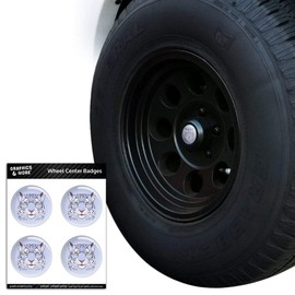 GRAPHICS & MORE Spotted Snow Leopard Face Tire Wheel Center Cap Resin-Topped Badges Stickers