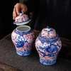 SILINE Porcelain Airtight Canister 45 Oz/1350ml, Blue White with Red