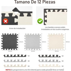 Tapete para Ejercicio, Tapete para Bebe, Piso para Gym para de Espuma EVA, tapete Foamy con 3 Colores para Yoga, Gym y Hogar No T贸xico, Antideslizante