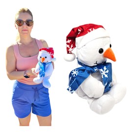 Zugar Land Plush Snowman (Red Snowflake Hat) (10 Inch) Stuffed Christmas Toy Perfect for Holiday Season Stocking Stuffer Decoration