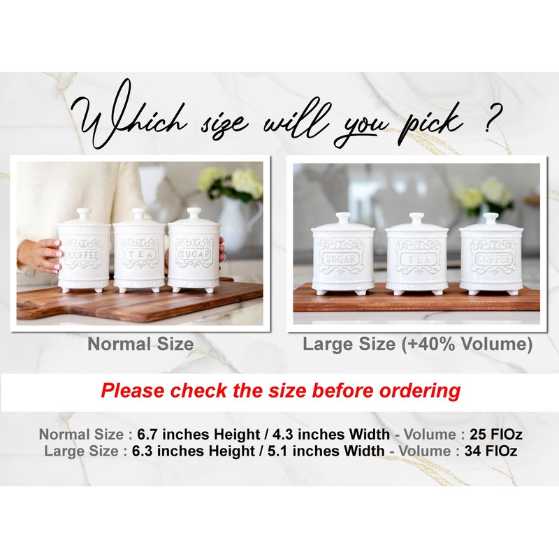 25DOL 35 Ounce Elegant Ceramic Kitchen Canisters Set of 3