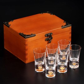 mwater Luxury Version Handmade Crystal 24K Gold Rimmed Shot Glasses,No Bubbles