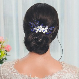 Campsis Wedding Hair Side Comb Silver Crystal Bridal Hair Comb Leaf Flower Rhinestone Hair Piece Floral Bridal Hair Accessories for Women and Girls