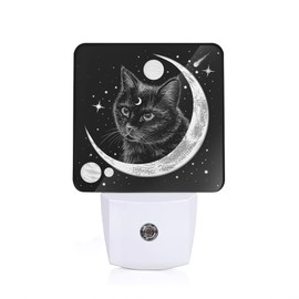 ZTHLL Black Cat Night Light, Moon Night Light Plug into Wall with Dusk to Dawn Sensor, LED Lamp Energy Saving Lights for Men Women Boys Girls,Lamp for Bedroom Bathroom Hallway