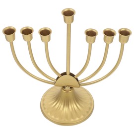 Luxshiny Hanukkah Menorah Candle Holder Gold Metal 7 Branches Candelabra Candlestick Stand for Jewish Israel Party Decoration