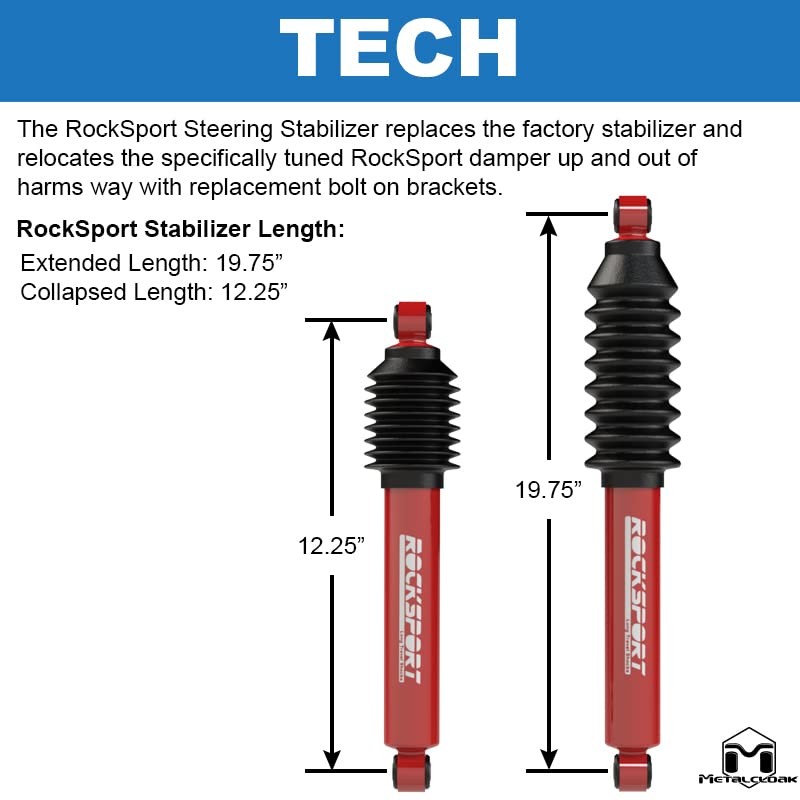 Rocksport RED Steering Stabilizer Kit by MetalCloak, For JK Wrangler,