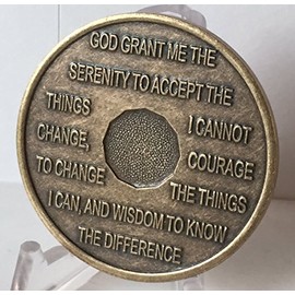 Bright Star Press 1 Year AA Antique Distressed Bronze Medallion Chip Serenity Prayer