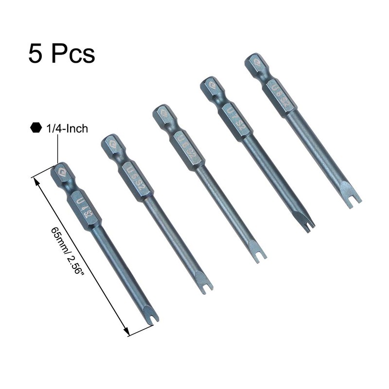 sourcing map U-Shaped Bits Set 5pcs 1/4 Inch Hex Shank