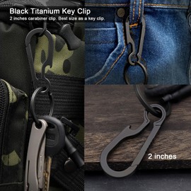 PJYTAC Key Clip Titanium Carabiner Keychain Quick Release Key Chain Bottle Opener Carabiner for Keys with Titanium Keyring Heavy Duty Gifts for Men and Women