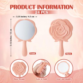 Sintuff Quinceanera Party Favors for Guests Rose Design Compact Mirrors Plastic Compact Mirrors Thank You Cards Small Quinceanera Gift Cards Organza Bags for Guests Girls Party Favors (24)