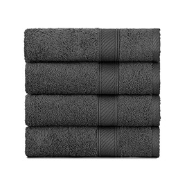 nottoc Hand Towels, Grey, 4 Pieces, Anthracite/Grey/Dark Grey, 50 x 90 cm, 100% Cotton, Absorbent, Super Soft, Turkish Luxury