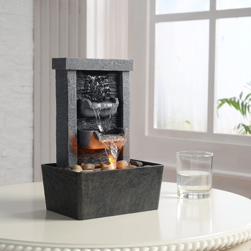 GOSSI Home Décor 10.3 in Indoor Waterfall Fountain Relaxation High