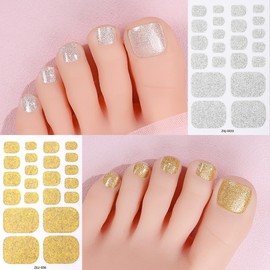 KTAABTR 6 Sheets Solid Color Toe Nail Wraps Stickers Glitter Gel Toe Nail Polish Strips Waterproof Self Adhesive Design Pink Black Red Gel Toe Nail Stickers for Women DIY Manicure Decoration