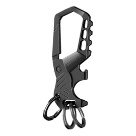 VIYOUVI Heavy Duty Keychain,Car Key Keychains,Bottle Opener Carabiner,Stylish Family Keychain with Bottle Opener and 3 Keyring (Black)