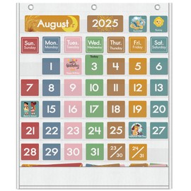 Yoink 49 Pockets Classroom Calendar Pocket Chart with 77 Cards, Daily Monthly Learning Calendar for Circle Time Weather Seasons, Preschool Kindergarten Homeschool Must Have, Teacher Supplies (White)
