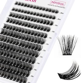 FADLASH Lash Clusters DIY Eyelash Clusters 0.07 D Curl Natural Waterproof Individual Lashes 8-16mm Mixed Wispy Faux Mink Cluster Lashes Application at Home (F34-0.07D-8-16mm Mixed)