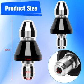 COITEK 2PCS Sewer Cleaning Tool, High-Pressure Washer 1/4'' Quickly Connector Nozzle with 1 Front Jet and 6 Rear Jets, Clean Floor Drains, Ditch, Toilet, Sink Sewer