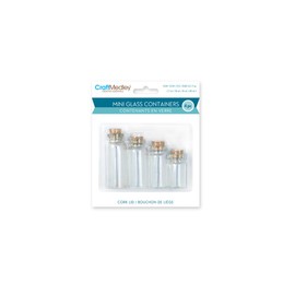 CraftMedley GB800 Glass Bottles, Mini Containers with Cork Lid, Multiple Sizes Included 7mL/10mL/15mL/20mL, 4-Piece