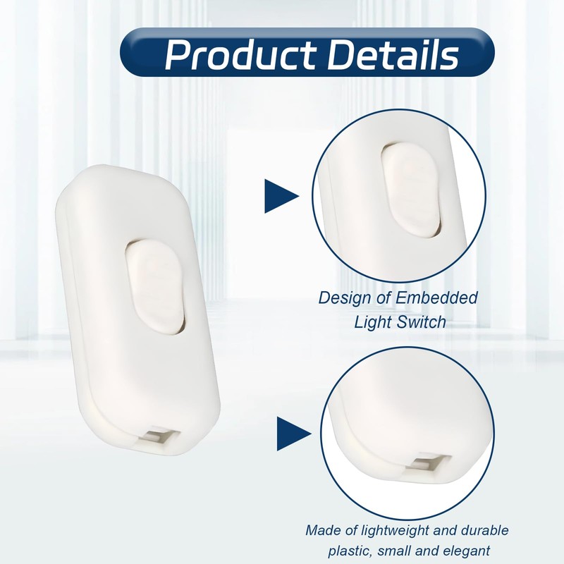 2Pcs Inline Switch, Durable 250V Lamp Switchs, 6A in Line