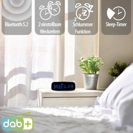 auvisio FM Radio Alarm Clock: DAB+ Radio Alarm Clock, Large VA Display, BT, 2 Alarm Times, USB Charging Port (Radio Alarm Clock with and DAB+, Bluetooth, Digital Radio Alarm Clock)