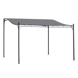 Outsunny 10' x 13' Steel Outdoor Pergola Gazebo, Patio Canopy with Weather-Resistant Fabric and Drainage Holes for Backyard, Deck, Garden, Gray