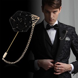 Lapel Pin Brooch for Men Suit Tassel Chain Brooch Rose Flower Pin Brooches Mens Lapel Pins for Suits Bridegroom Wedding