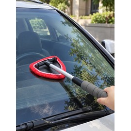 Telescopic Microfiber Windshield Cleaning Tool with Reusable Pad and Replacement Cloth Options
