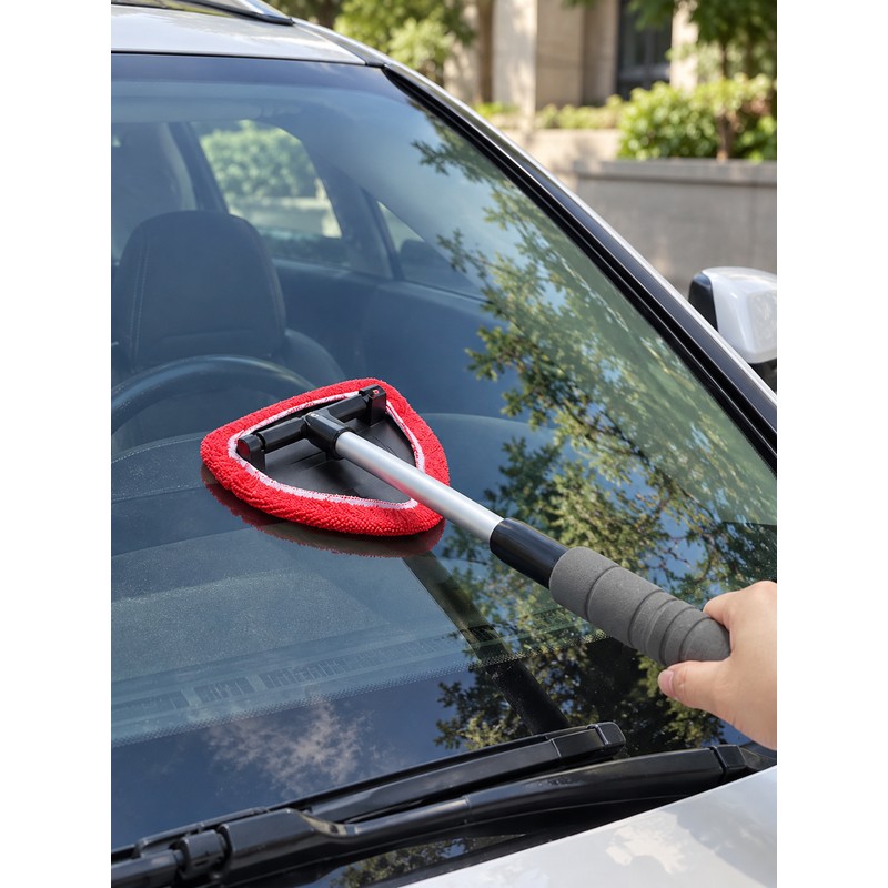 Telescopic Microfiber Windshield Cleaning Tool with Reusable Pad and Replacement